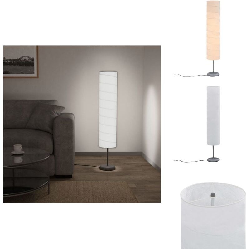 Standleuchte 121 cm Weiß E27 - Stehlampe - Wohnraumbeleuchtung - Reispapierlampe - Moderne Beleuchtung - Industrielle De...