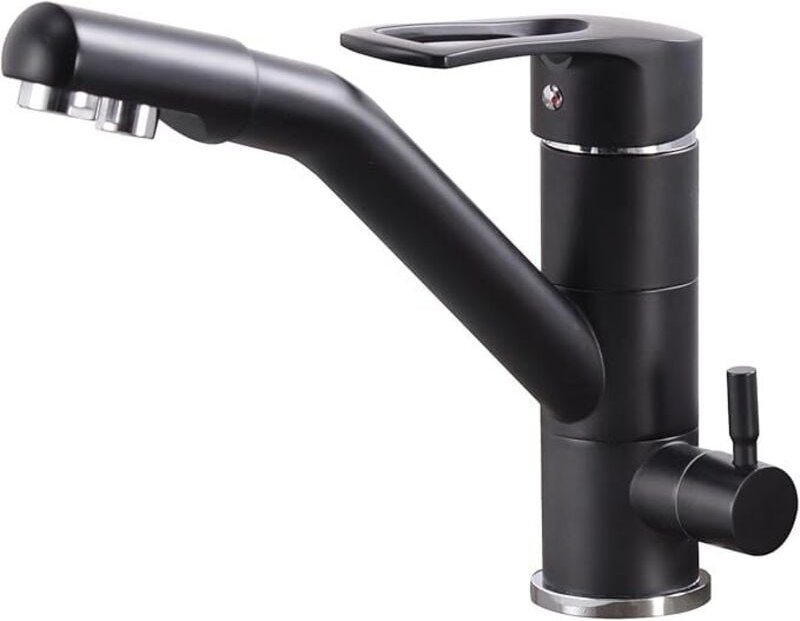 3-Wege-Küchenarmatur, 360° schwenkbar, flexibler Auslauf, Spültischmischer, G3/8" (beige)