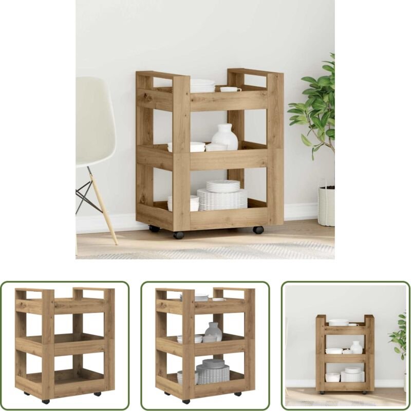 Holz Küchenwagen - Küchentrolley Artisan-Eiche 60 x 45 x 80 cm Holzwerkstoff