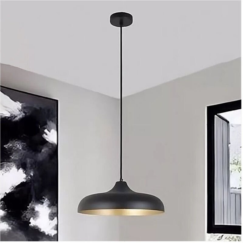 Trade Shop Traesio - Trade Shop - design modern E27 paralume in ferro cupola nero oro 33320 -