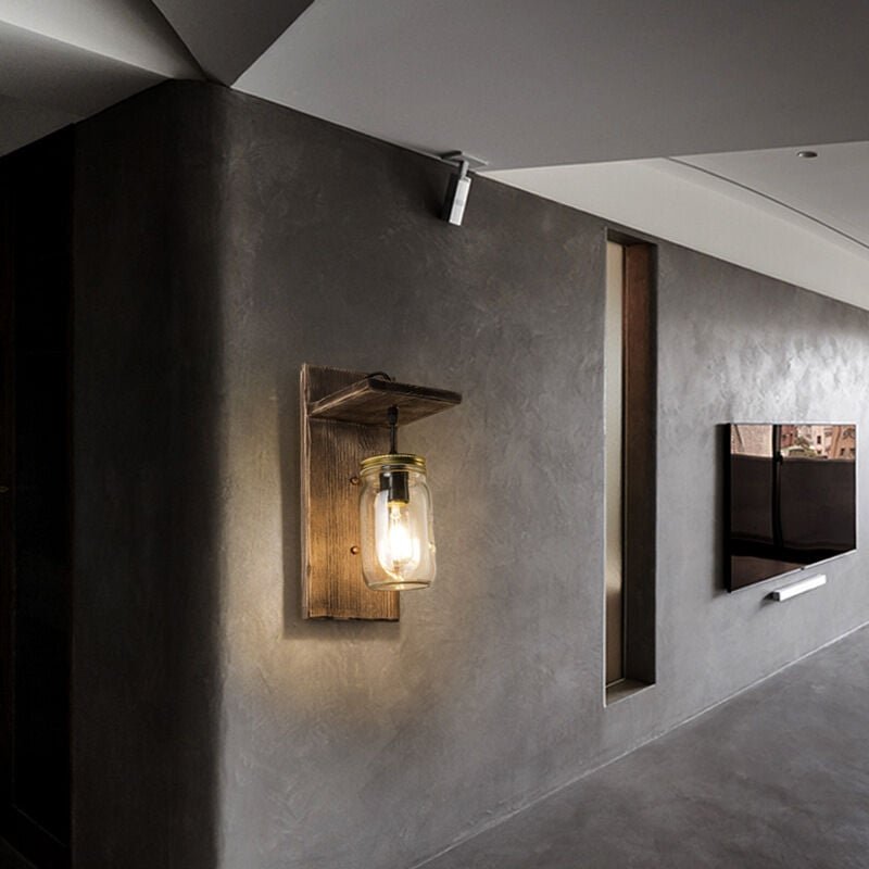 Wandlampe für den Innenbereich, E27 Holzwandleuchte Vintage Retro Wandlampe für den Innenbereich für Flur, Landhaus, Sch...