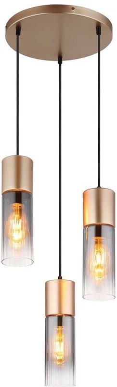 Hängeleuchte Pendelleuchte Deckenlampe Cappuccino Rauchglas E27 H 120 cm