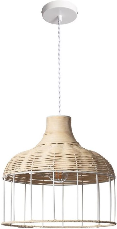 Pendelleuchte Rattan und Metall Sliema Weiß