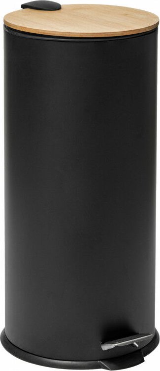 Atmosphera - Bam moderner 30-Liter-Abfalleimer mit Bambusdeckel, atmosphärisch - schwarz - Noir