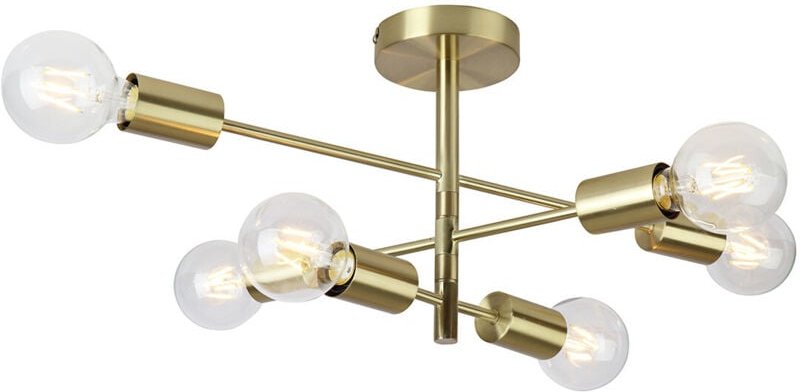 Italux - Atlantico Industrielle Retro-Deckenlampe mit 6 Leuchten, mehrarmig, halbbündig, E27
