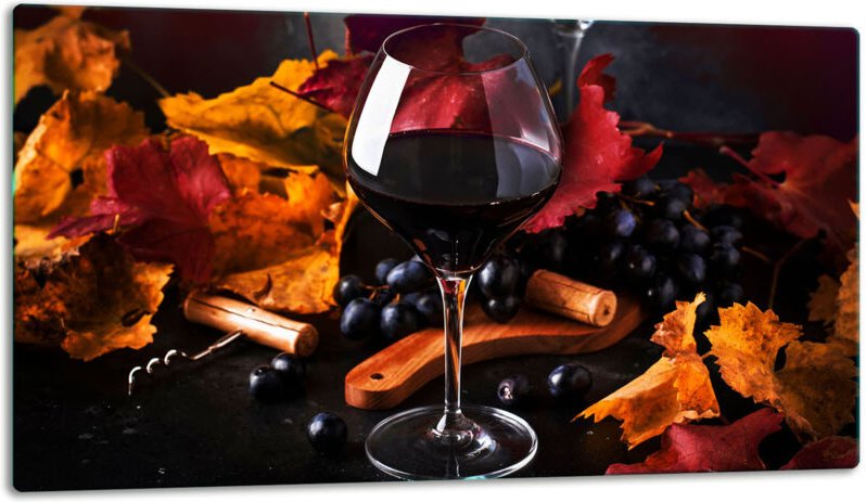 Glasschild Schneidebrett 52x30 Wein