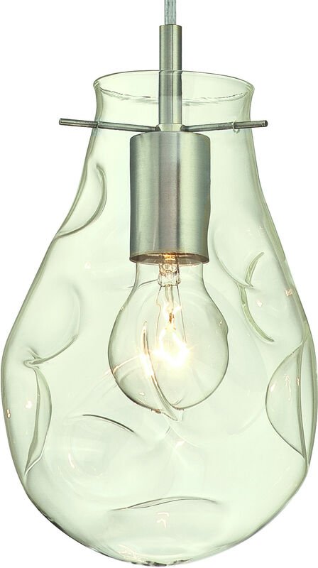 Pendelleuchte Nickel mit eingebuchtetem Glas und 1 Lampe