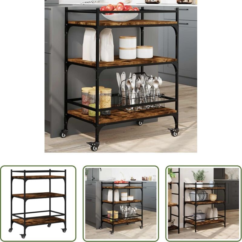 Holzwerkstoff - Küchenwagen Räuchereiche 65x40x86,5 cm Holzwerkstoff