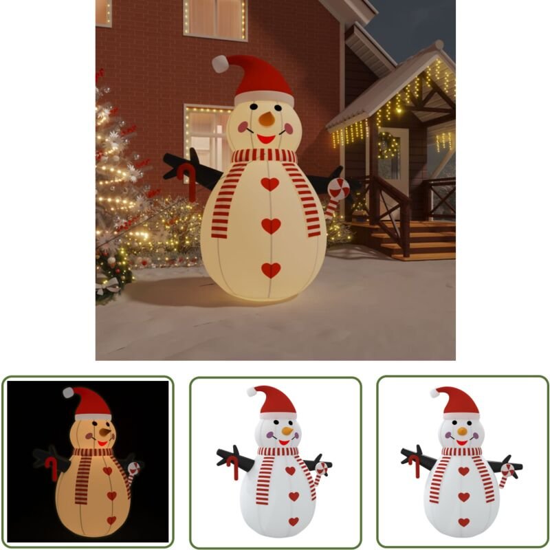The Living Store - Aufblasbarer Schneemann mit LEDs 300 cm - Weihnachtsdekoration - Aufblasbares Objekt - Winterdeko - O...