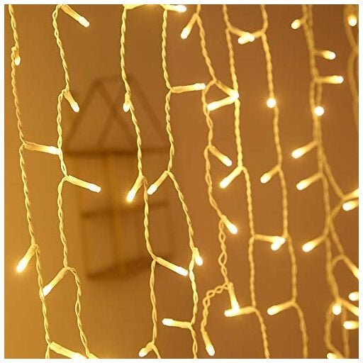 Lichterkette 5m 200LEDs Eisregen Lichterkette Warmweiß Lichtervorhang mit 8 Leuchtmodi Speicherfunktion Lichtervorhang I...