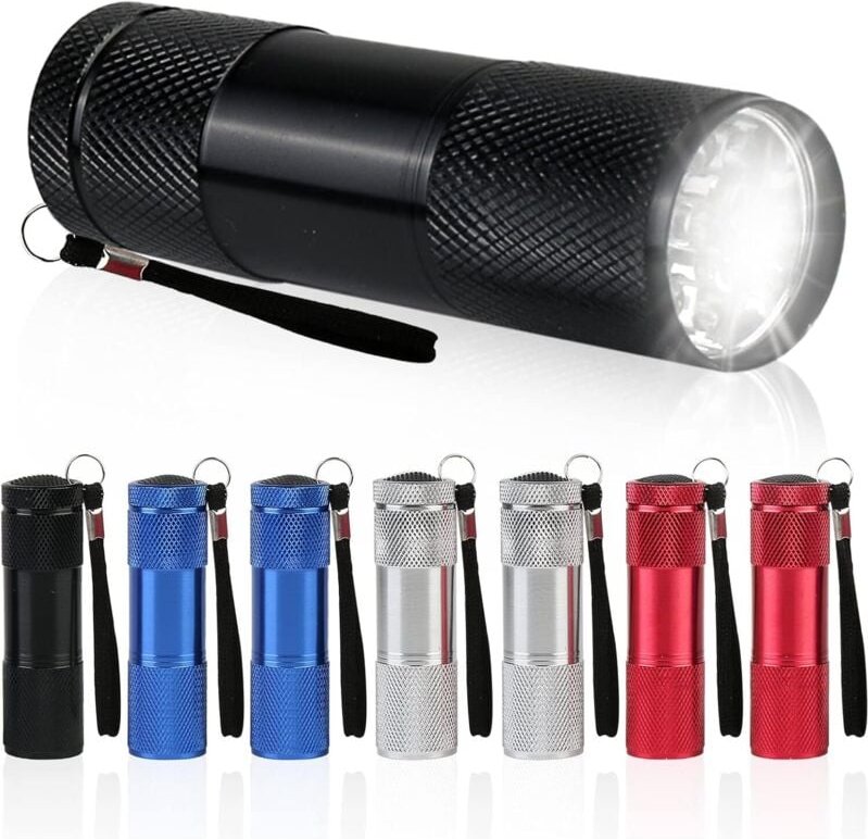 BEBUSINGOTO Mini-Taschenlampe – 8 Stück LED-Taschenlampen für Kindergeburtstage, wasserdichte kleine Aluminium-Taschenla...