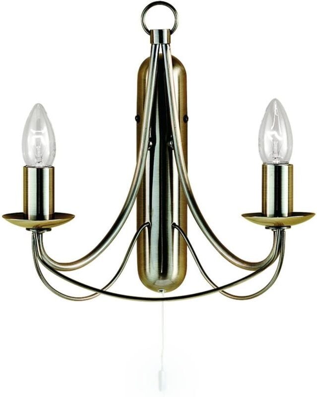 Searchlight Maypole - 2 leichte mehrarmige Kerze Wand- / Deckenanhänger Antik Messing, E14