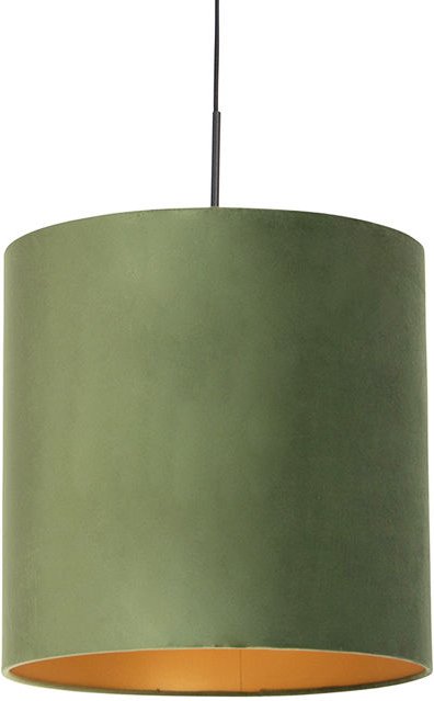 Hängelampe mit Veloursschirm grün mit Gold - Combi