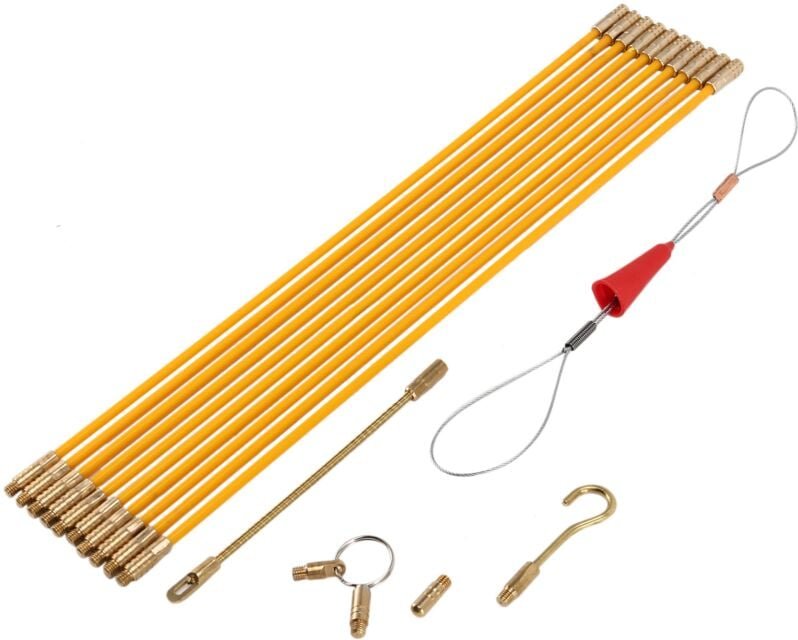 Tlily - Angelruten, 10,83 Fuß, Glasfaser, Elektrokabel-Einfädler, Laufabzieher im Koffer, 10 Ruten x 33 cm