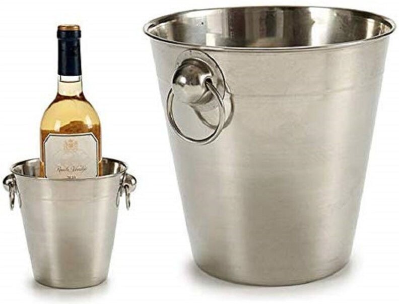 Trade Shop - EISKÜHLER AUS STAHL MIT GRIFFEN, KLEINER 18 CM FLASCHENHALTER -