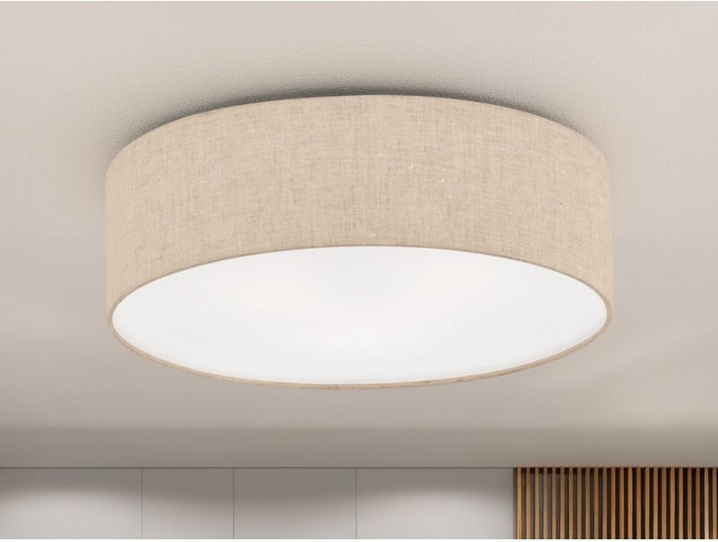 Fischer - Deckenleuchte thor rund mit Lampenschirm Leinen Beige, ø 40cm