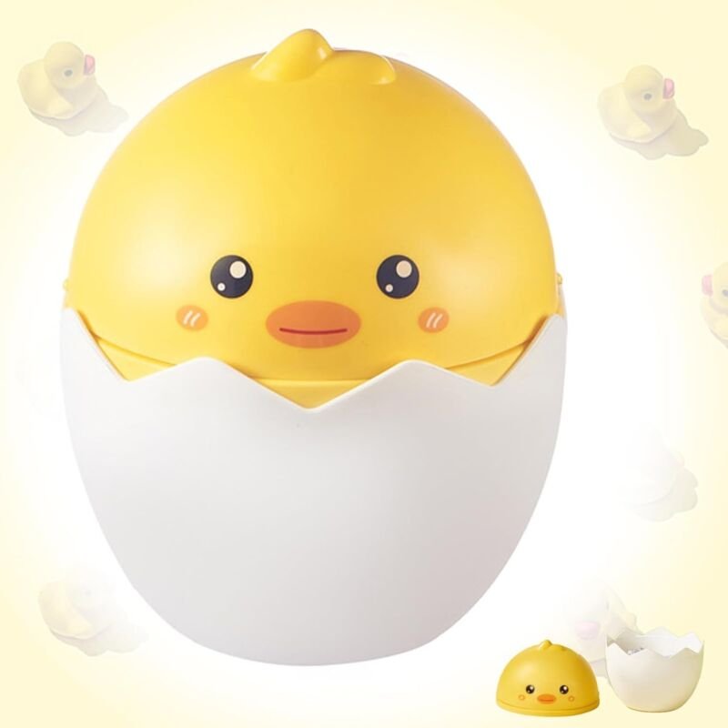 CCYKXA Mini-Tischabfalleimer mit Deckel, niedlicher, tragbarer kleiner gelber Abfalleimer in Entenform, für Schlafzimmer...