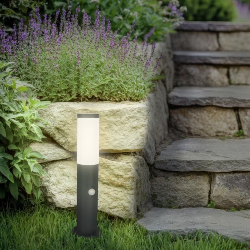 Pollerleuchte anthrazit 45cm für außen E27 Fassung - Ausführung: mit Bewegungsmelder - Leuchtmittel: Ohne