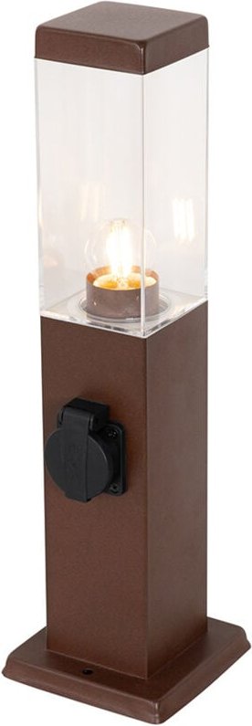 Außenleuchte Rostbraun 45 cm mit Steckdose IP44 - Malios