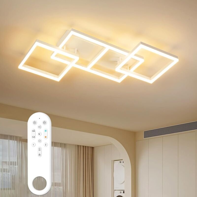 Antenlicht LED Deckenleuchte 75W,Rechteck-Design,87x62cm,Dimmbar 2700K-6500K,Fernbedienung,für Wohnzimmer Konferenzräume...