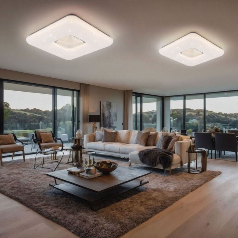 Led Deckenleuchte Sternenhimmel Deckenlampe Wohnzimmerleuchte Esszimmerlampe, Kristalle klar, Metall Chrom, 24 w 1600lm ...