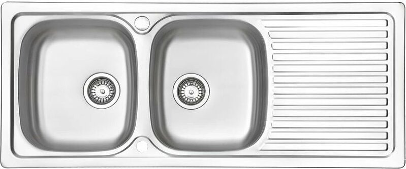 Edelstahl Einbauspüle Küchenspüle 2 Becken mit umkehrbarer Abtropffläche 1200 x 500 mm - Jassferry