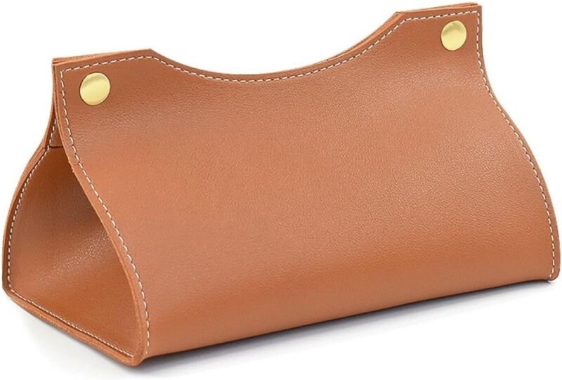 CCYKXA Taschentuchbox aus Leder im nordischen Stil – Faltbarer Spender für Zuhause – Papierhandtuchhalter (Braun)