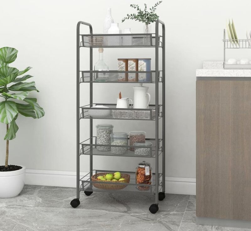 Thumbnail - Küchenwagen 5 Etagen Grau 46x26x105 cm Eisen Vidaxl