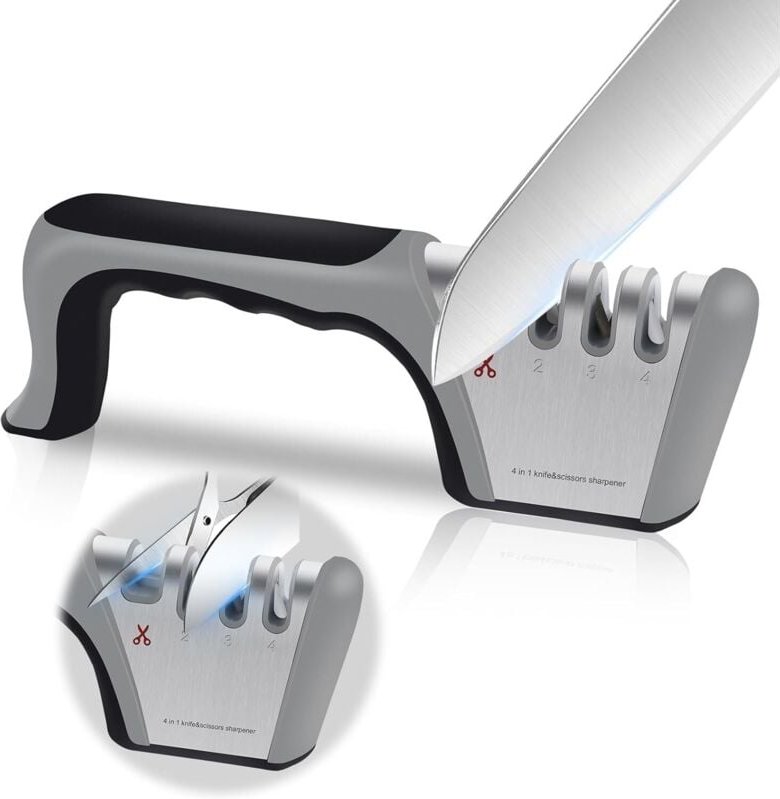 Rnemitery - Professioneller Messerschärfer, 4-in-1-Küchenschärfer, Messer- und Scherenschärfer, Messerschärfer mit rutsc...