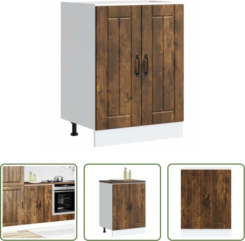 Küchenmöbel - Spülenunterschrank Lucca Räuchereiche Holzwerkstoff