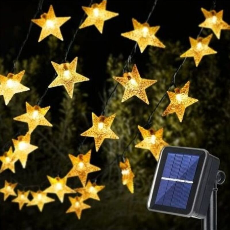 Solar-Lichterkette für den Außenbereich, Sternform, 12 m, 100 Lichter, 8 Modi, wasserdicht, solarbetrieben, Lichterkette...