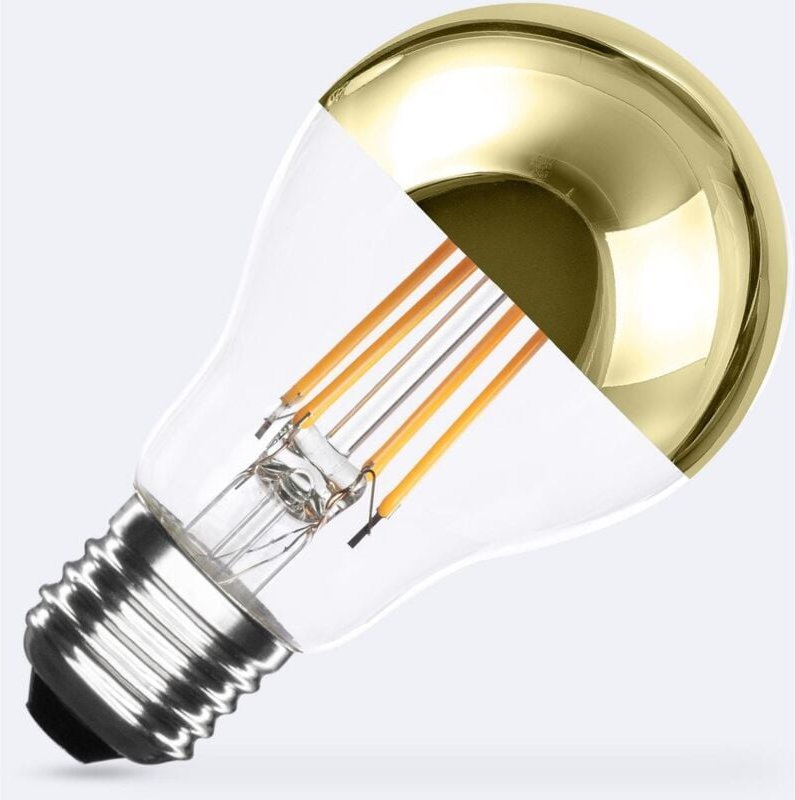 Efectoled - LED-Glühbirne Filament E27 8W 800 lm A60 Gold Reflect No Flicker 2200K Superwarm