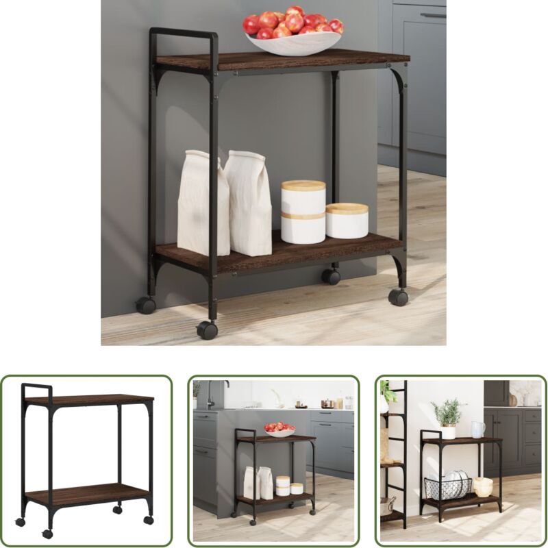 Holzwerkstoff - Küchenwagen Braun Eichen-Optik 60,5x31x72,5 cm Holzwerkstoff