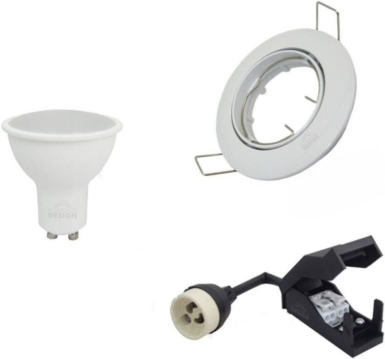 Packung mit 50 weißen, verstellbaren Einbaustrahlern mit GU10-LEDs, 5 W entspricht 50 W Farbtemperatur: Kaltes Weiß 6000...