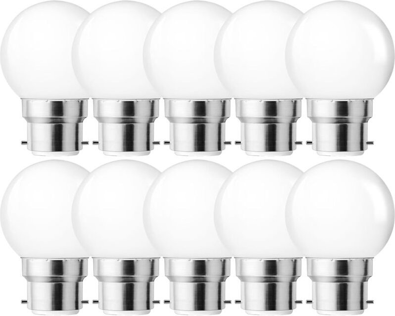 Packung mit 10 warmweißen 1W B22 LED-Lampen, milchig-weißes Golf-LED-Licht 220V, farbenfrohe Energiesparlampe, Partygirl...
