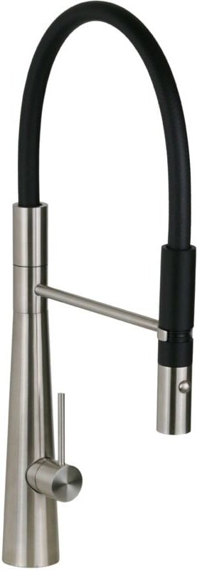 Spültischmischer aus Edelstahl mit ausziehbarer Handbrause und schwarzem Auslauf Pollini AK0081 Rostfreier Stahl