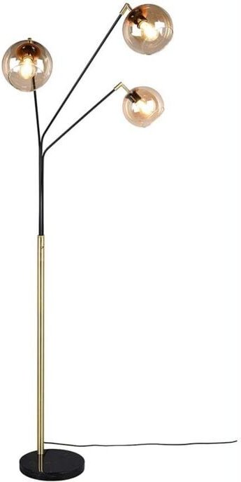 Stehlampe Standleuchte Bürolampe Schwarz-Gold E27 Glaskugel H 200 cm