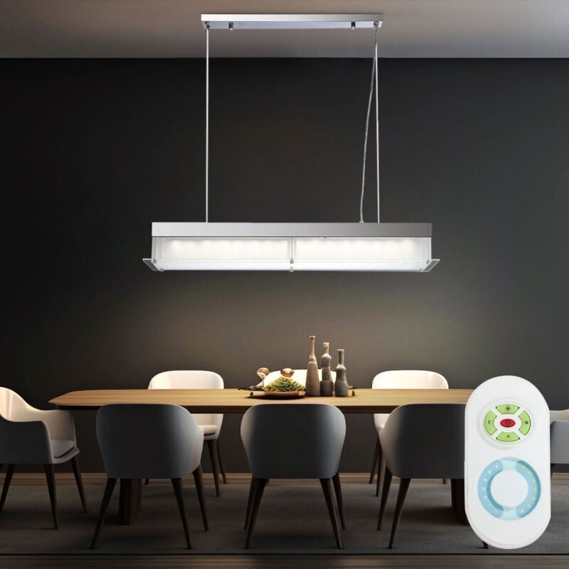 Hängeleuchte Pendellampe Pendelleuchte Esszimmerleuchte, Fernbedienung cct, Tageslicht Chrom Glas klar, led 48W 3000-650...