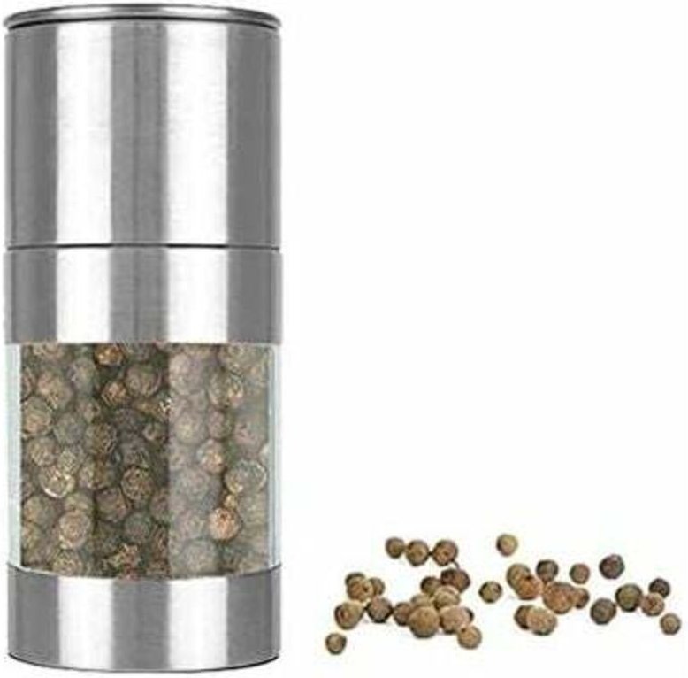 Manuelle Pfeffermühle, Salz- und Pfeffermühle, Gewürzmühle aus Edelstahl, Mahlgrad einstellbar (Silber, 1 Stück) - Fei Y...