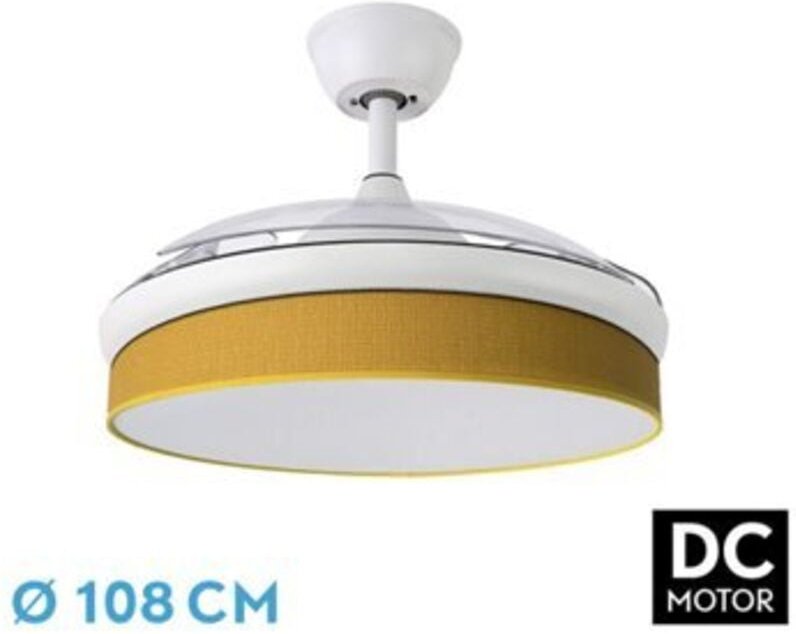 Lüfter dc fashion 72w weiß/gelb 108d 3aspas 7200lm 3000-4000-6000k remote+memory+timer