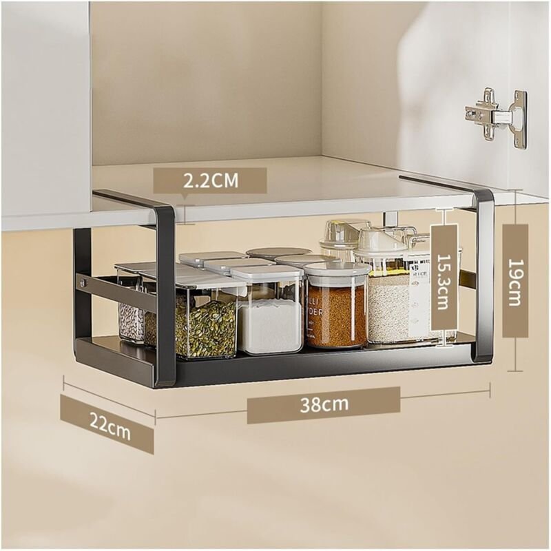 Schublade für Küchenschrank – Ausziehbares Aufbewahrungsregal, unterhängendes Regal für Hängeschränke, Küchenschrank-Org...