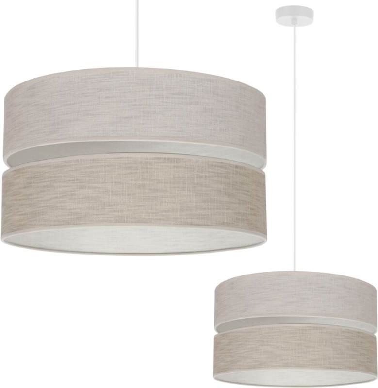 Duo Weisse Leinen-Hängelampe 1 Flache Licht Beige L06 40cm