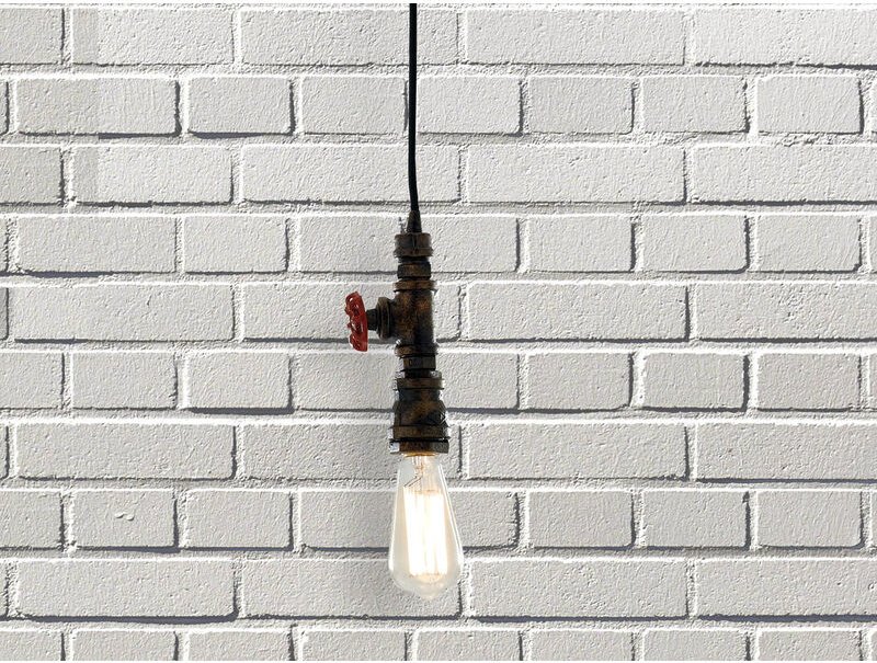 Pendelleuchte AMARCORD in Industrial Wasserrohr Rostoptik, Höhe 120cm