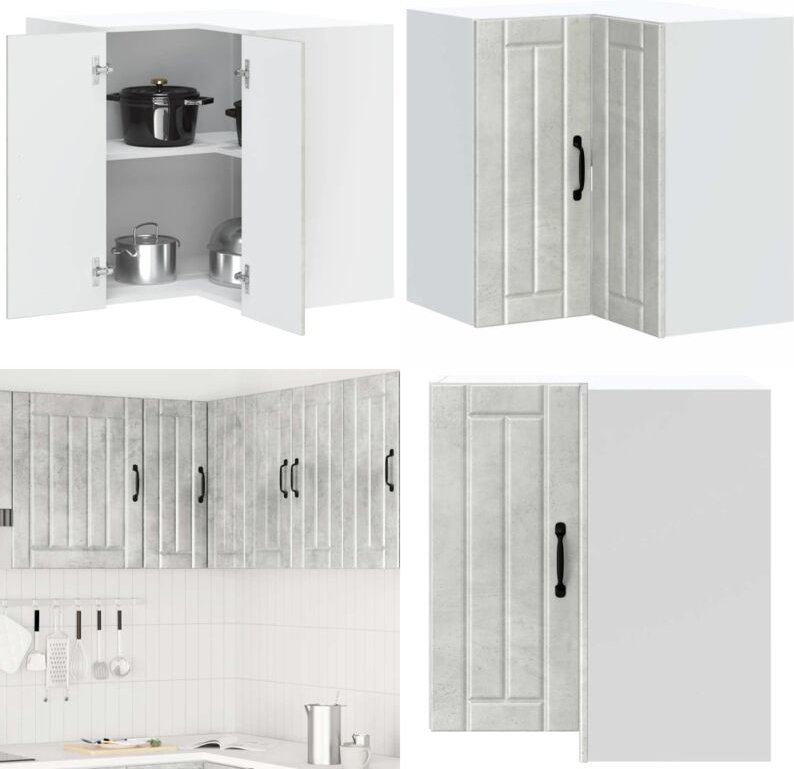 vidaXL Küchen-Eckhängeschrank Lucca Betongrau Holzwerkstoff