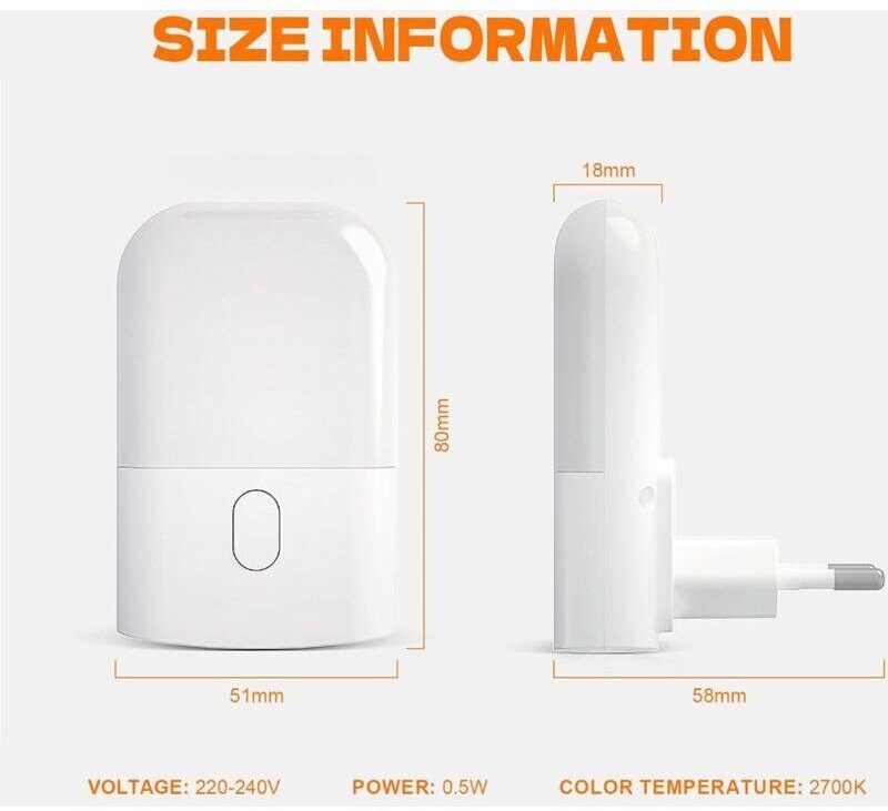 Nachtlicht für Kinder, Steckdosen-Nachtlicht mit 3 Helligkeitsstufen, Baby-Nachtlicht, geeignet für Schlafzimmer, Küchen...