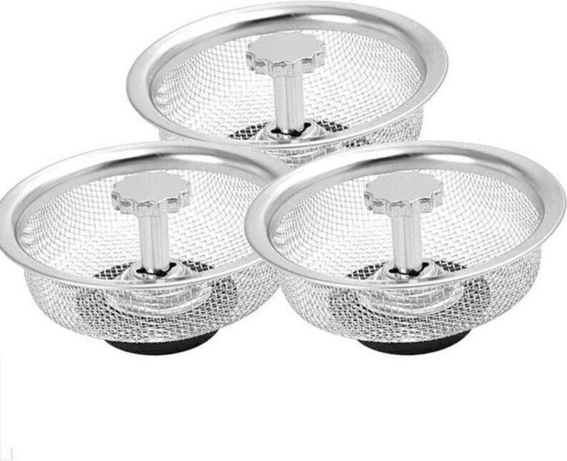 Spülbecken-Sieb, Spülbeckenstöpsel, 3er-Pack Edelstahl-Küchenspülen-Siebe für Küchenspüle und Badezimmer, 8,25 cm Durchm...
