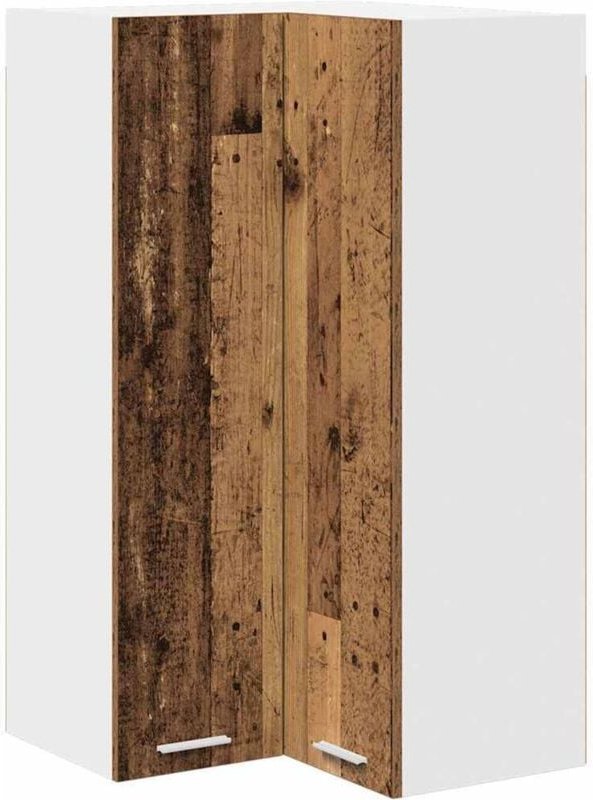 Hängeschrank mit Tür Riga Altes Holz und Weiß 57 x 57 x 100 cm vidaXL