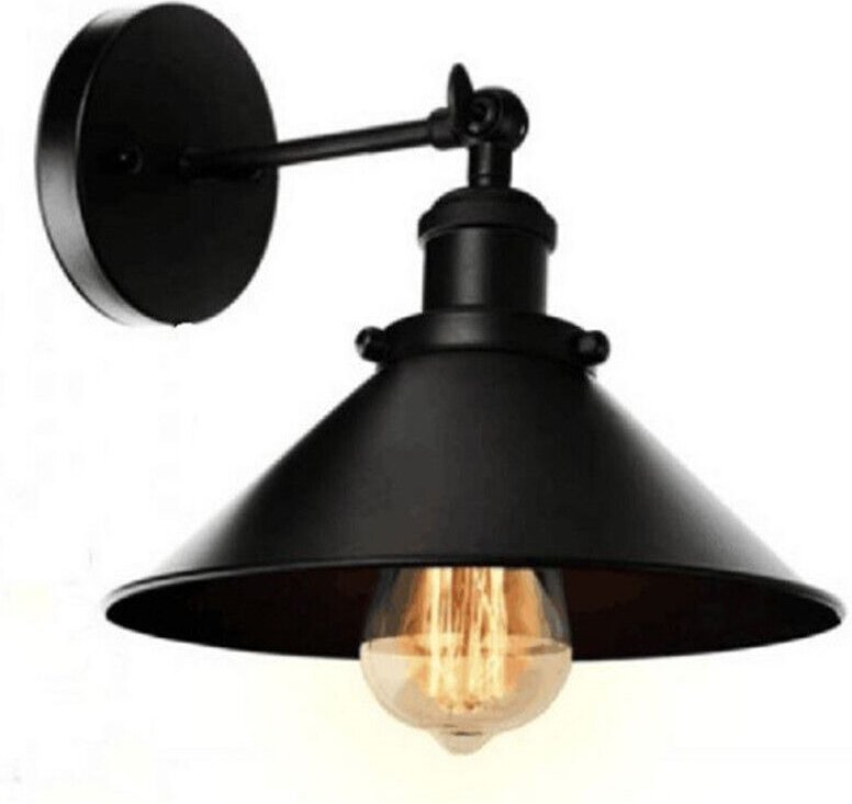 Vintage-Industrie-Wandleuchte, doppelt schwarz, Retro-Wandleuchte aus Metall, E27-Fassung, ideal für Küche, Restaurant, ...