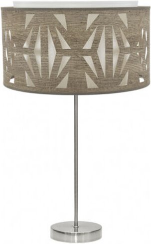 Fabrilamp - katerina hohe tischleuchte 1xe27 nickel/holz grau 61x30x30 cm