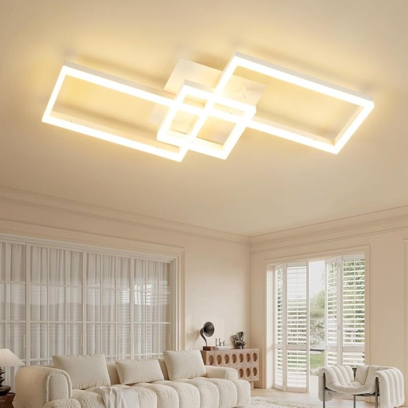 Amdelne LED Deckenleuchten Modern 48W Wohnzimmerlampe 80cm Deckenlamape mit Fernbedienung Hängelampen für Küche Esszimme...